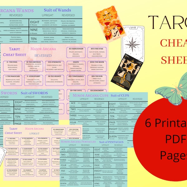 Rider Waite Tarot Card Meanings Cheat Sheet Etsy UK