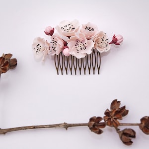 sakura Hair Comb,cherry blossom, bridesmaid, hair clip, hair accessories,polymer clay flower,gift for her