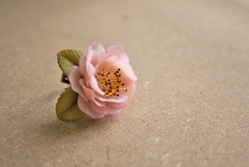 Cherry blossom ring, polymer clay handmade flower, sakura ring image 2