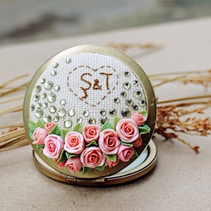 Rose decor Personalized Mirror, Beautiful vintage design pocket mirror, make up mirror