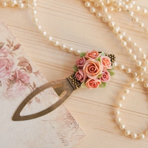 Vintage rose Bookmark. Unique Brass bookmark,handmade rose Bookmark