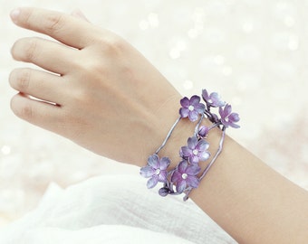 sakura cuff,cherry blossom bracelet ,handmade by polymer clay