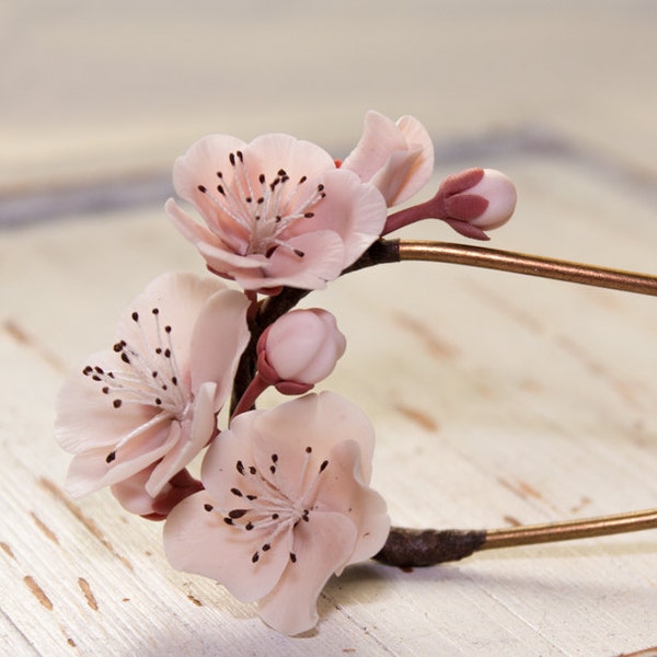 cherry blossom stick,sakura stick, handmade cherry blossom, polymer clay