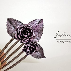 rose hair stick, hair accessories ,hair combs, pink silver