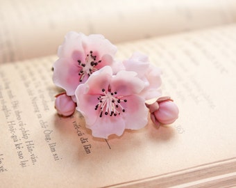 cherry blossom brooch ,sakura brooch,handmade by polymer clay