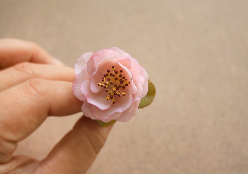 Cherry blossom ring, polymer clay handmade flower, sakura ring image 3