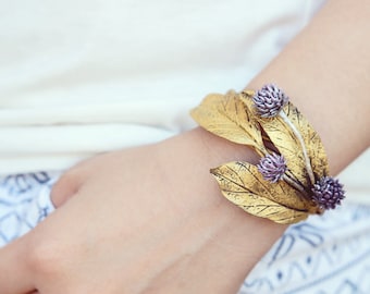 金箔カフ、金箔ブレスレット、粘土で手作り