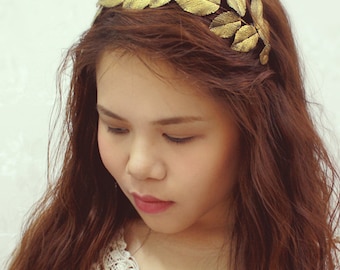gold leaf headband, handmade by polymer clay, country sweet girl
