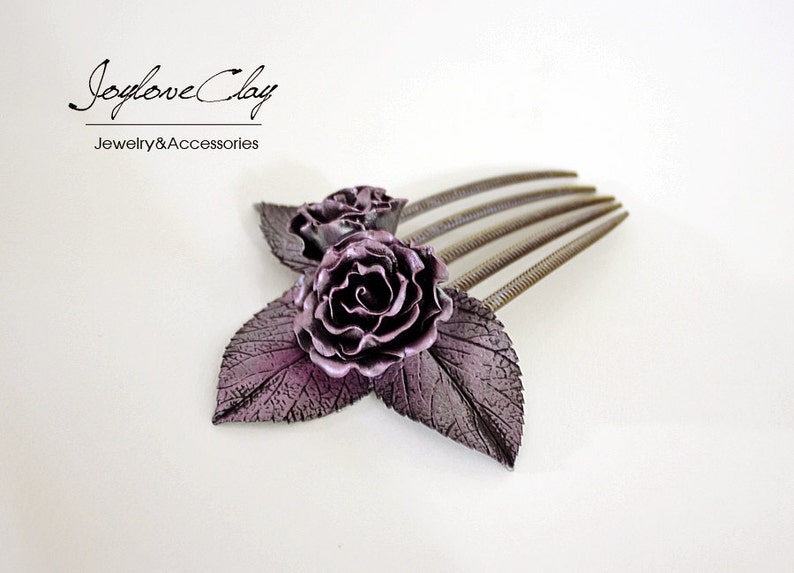 Rose hair stick hair accessories hair combs pink silver Etsy