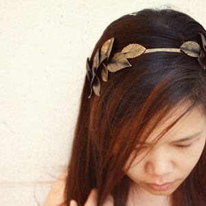 gold leaf headband, handmade by polymer clay, country sweet girl