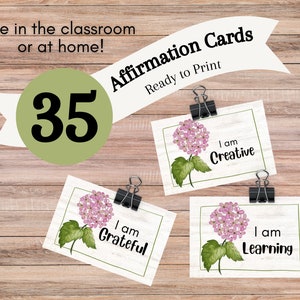 35 Tarjetas de Afirmaciones Imprimibles / Citas Positivas "Soy/Puedo" / Atención Plena para Niños, Maestros, Aula, Hogar / Descarga Instantánea
