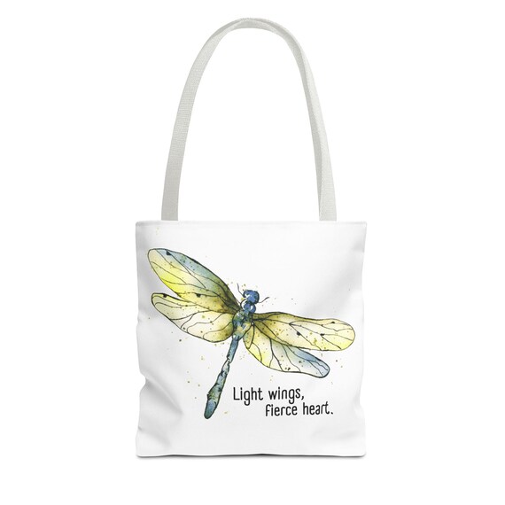 Watercolor Dragonfly Tote Bag, Eco-Friendly Shopping Bag, Gift for Nature Lovers, Inspirational Quote Tote, Everyday Carryall
