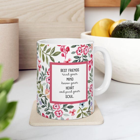 Floral Ceramic Mug, 11oz/15oz Coffee Cup, Gift for Her, Mother's Day Mug, Tea Lover's Cup, Kitchen Decor, Floral Drinkware
