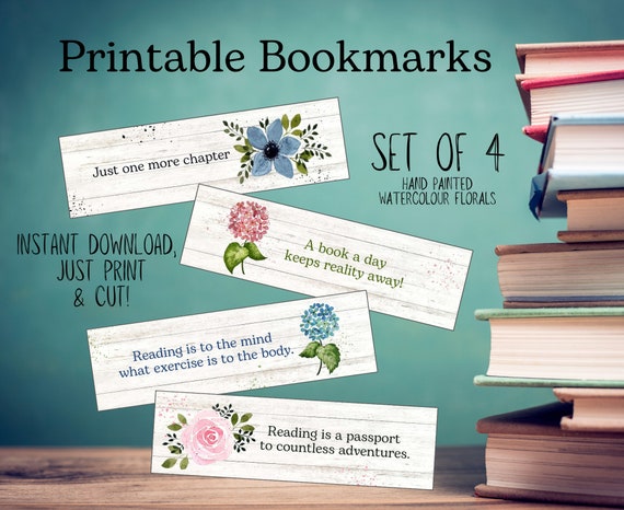 Watercolour Floral Bookmarks - Instant Download
