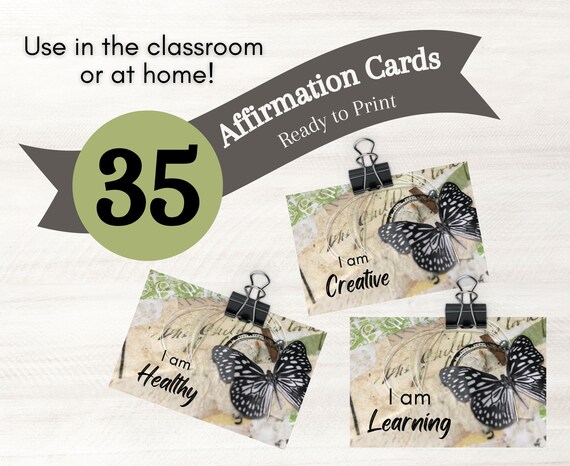 35 Printable Affirmation Cards | I Am/I Can Positive Quotes | Mindfulness for Kids, Teachers, Classroom, Home | Instant Download