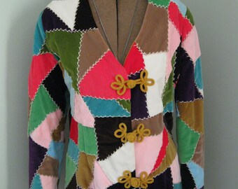 vintage 1940s Patchwork Crazy Quilt Coat Robe
