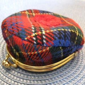 Tartan Plaid Coin Purse, with KISS Clasp, circa 1970s