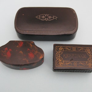 Three Snuff Boxes - Sporting Unusual Paper Mache Decoration