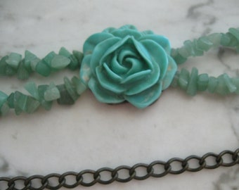 Turquoise Chain Belt - 1980s Summer