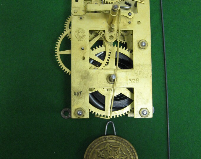 New Haven Clock Co. Wall Clock Movement No. 328 Complete With Pendulum