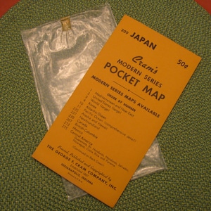 Pocket Map of Japan - 1950s Cram&#39;s