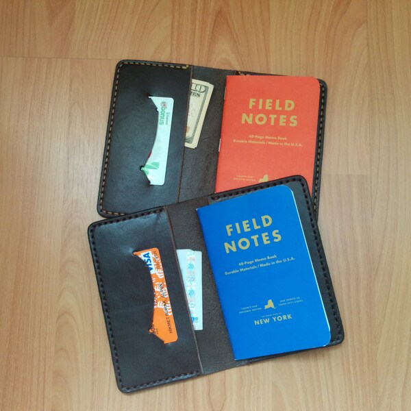Field Notes and Moleskine Cover, Field Notes Wallet, Vegetable Brown Leather, Free Monogramming and Surprise Gift