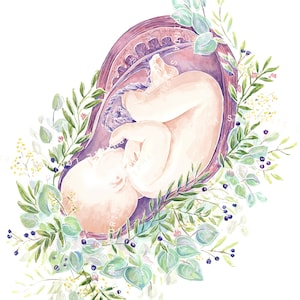 8x10&quot; Baby in Womb Watercolour Print (DIGITAL DOWNLOAD)