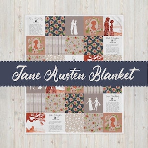 Jane Austen Soft Cozy Throw Blanket | Pride and Prejudice | Bookish Gift (50"x60")
