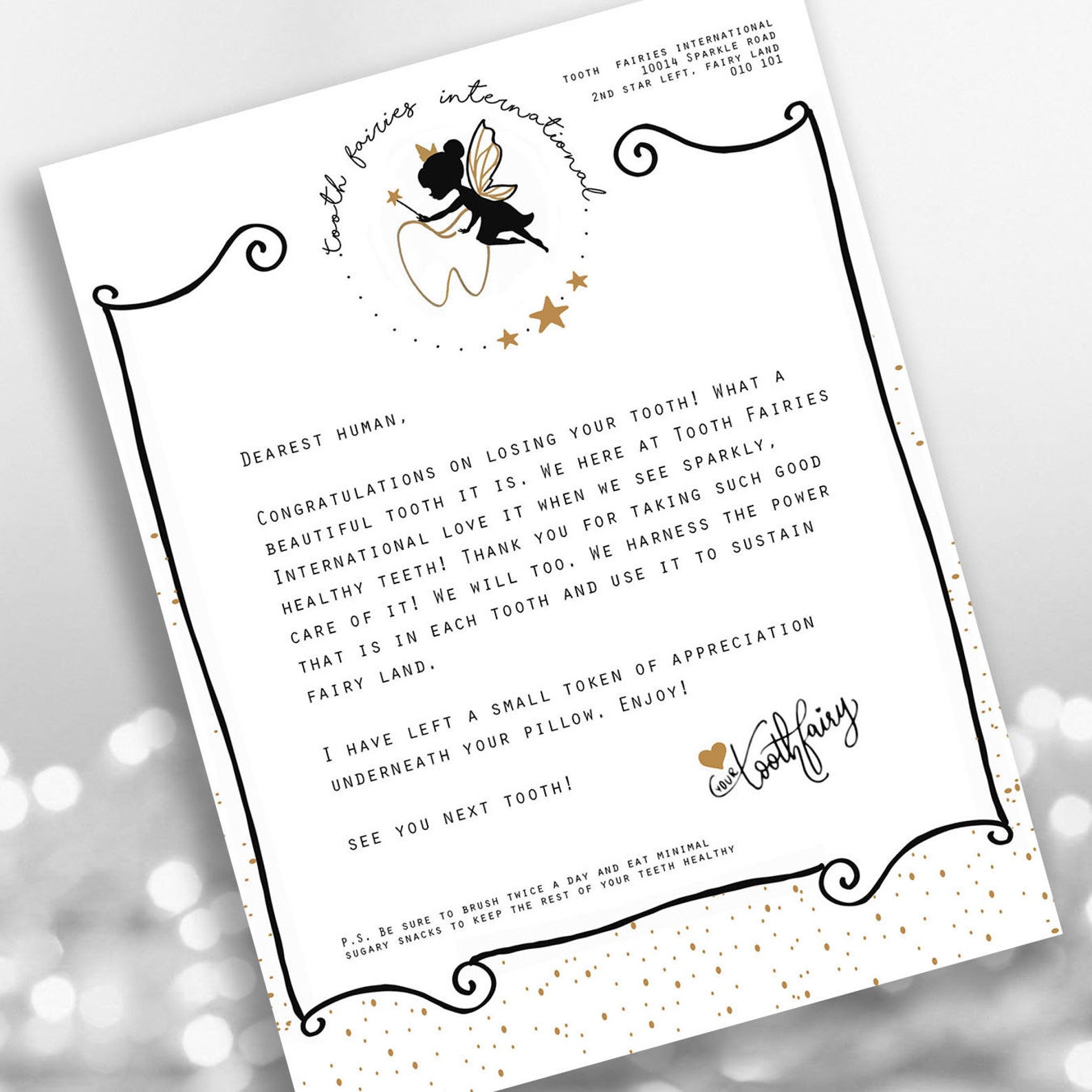 tooth fairy letter digital download generic 85 x 11 inches etsy