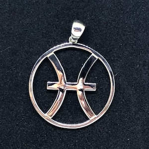 Zodiac, Pisces Astrological Sign Pendant in 925 Sterling Silver
