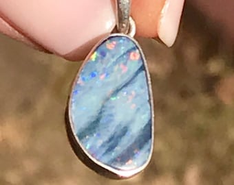 Opal Cabochon Pendant set in 925 Sterling Silver, One of a Kind, OOAK