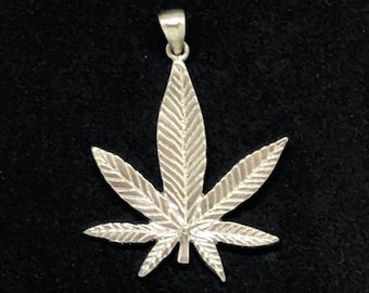 Sterling Silver Cannabis Leaf Pendant, Marijuana