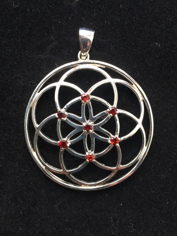 Seed Of Life Sterling Silver Pendant - Sacred Geometry Jewelry - 1 Inch Diameter - View #10