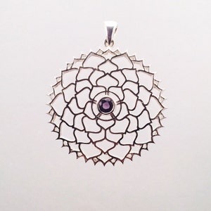 Chakra, Crown Chakra Pendant with Amethyst made in 925 Sterling Silver, Sahasrara Chakra