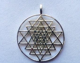 Sri Yantra Pendant made in 925 Sterling Silver , Sacred Geometry