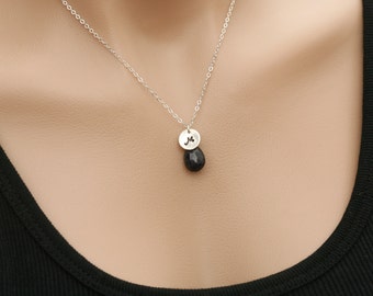 Personalized initial birthstone necklace,Sterling silver,Bridesmaid Gift,Custom font birthstone,birthday gift,best friend,wedding jewelry