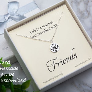 Kompas ketting met aangepaste sieraden kaart, Felicatie afstuderen geschenken, kompas charme, Sisterhood, BFF, zusters gift, klasse van 2016