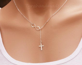 Sterling Silver Sideways Infinity Cross 