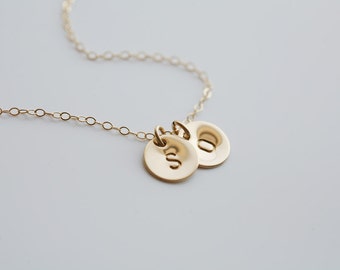 Gold filled stamped Initial Necklace,custom font,hand stamped,Bridesmaid necklace,family initials,Best Friend Necklace,sisterhood gift