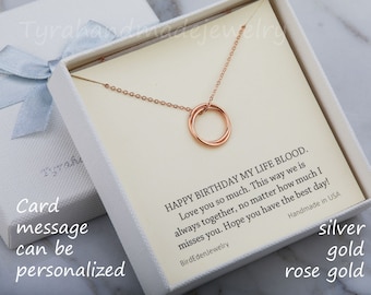 Sisters forever karma circle Necklace, Karma necklace with note card,14k Gold Fill or Sterling Silver eternity necklace,mother gifts,Family