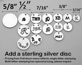 Add sterling silver initial disc letter charm