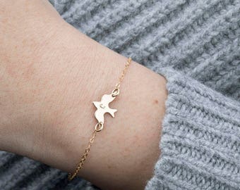 Gold Bird Bracelet,Gold dove bracelet,silver,rose gold,open wing bird,bridesmaid gift,birthday gift,graduation gift,best friend gift,