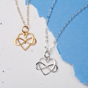 Collar del corazón del infinito, collar del mejor amigo, regalo de la hermana en la ley, regalo de la hermana unbiológica, collar de la hermana, joyería de la amistad, tarjeta de nota personalizada