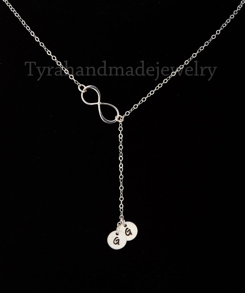 Infinity necklace,Y necklace,hand stamped initial,monogram necklace,family necklace,custom font,Friendship gift,graduation gift,mother gift