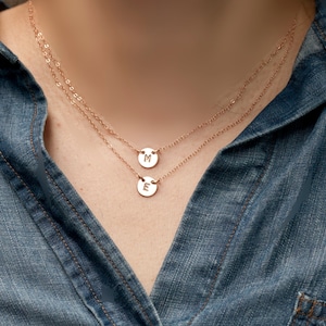 Sale-Custom monogram initial layered necklace,double initial letter charm necklace,mother&#39;s day gift,Couple,Best friend,sister,