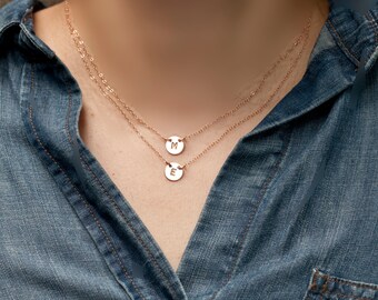 Sale-Custom monogram initial layered necklace,double initial letter charm necklace,mother's day gift,Couple,Best friend,sister,