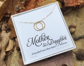 Mother daughter love Karma necklace,Eternity,Circle,Gift For Mom, To Mom From Daughter Mother's Necklace, Karma necklace with note card