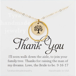 Stammbaum Karma Halskette, Muttertag, Geschenk für die Schwiegermutter, Mutter des Bräutigam-Geschenk, Schwiegermutter, Baum des Lebens Anhänger Halskette