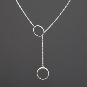 Sterling silver double Circle Lariat Y necklace,Karma circle Lariat,Best friend gift,Bridesmaid Gift,Sisterhood gift,Graduation gift