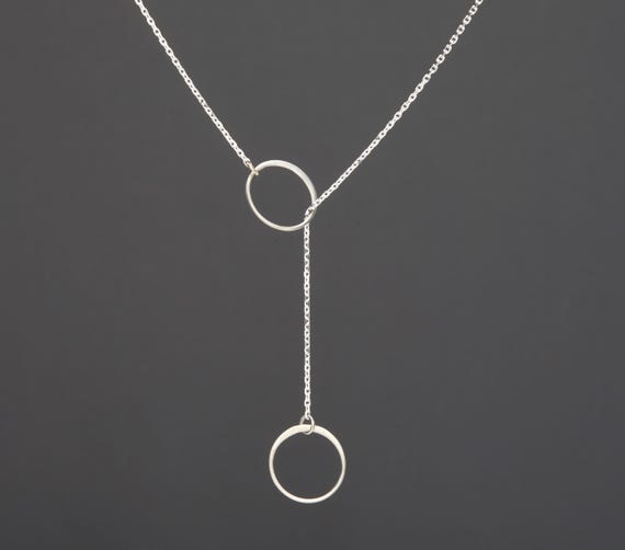 Sterling silver double Circle Lariat Y necklace,Karma circle Lariat,Best friend gift,Bridesmaid Gift,Sisterhood gift,Graduation gift